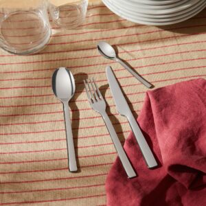 Alessi "Ovale" Flatware Set Composed Of Six Table Spoons, Table Forks, Table Knives, Coffee Spoons in 18/10 Stainless Steel Mirror Polished, Silver