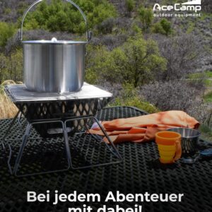 AceCamp® Camping Pot for Gas Stove Made of Aluminium with Handle and Lid [4L] - Camping Pots for Gas Cookers, Grills and Fire - Camping Pot Set Camping Pot - Camping Cooking Pot Set Camping