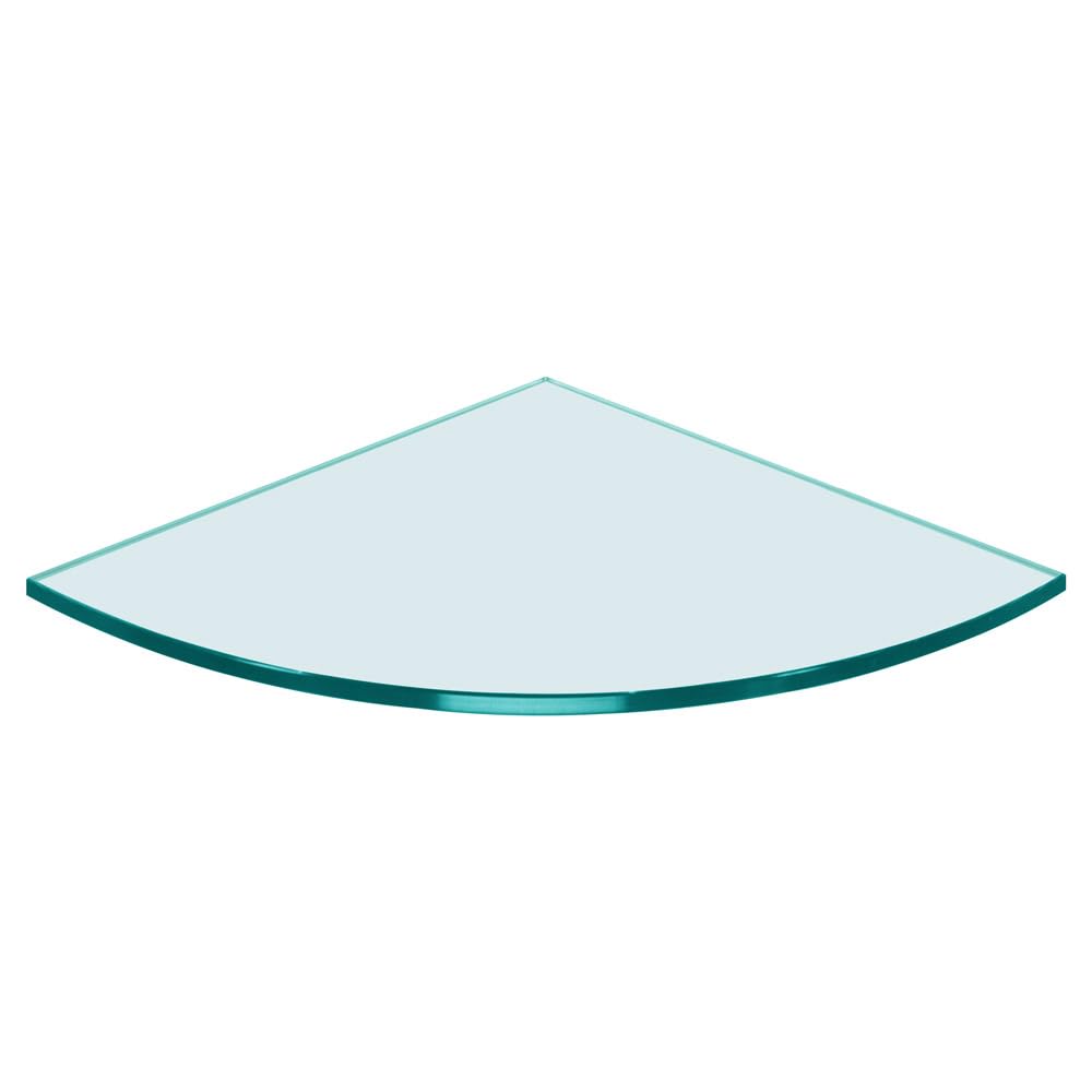 Dulles Glass 12" x 12" Quarter Round Floating Glass Shelf - Shelf Only - Tempered - 3/8" Thick - Flat Polished Glass