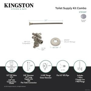 Kingston Brass KTK108P Trimscape Toilet Supply Kit, 20-Inch, Brushed Nickel