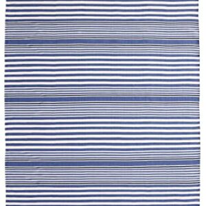 Dash and Albert Rugby Stripe Indoor/Outdoor Area Rug - 3' x 5' Denim - Striped Handwoven Washable Accent Rug - Durable, Lightweight, Fade Resistant, High Traffic Areas Sunroom, Deck, Kitchen, Patio