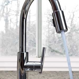 Newport Brass 1500-5103/56 East Linear Kitchen Faucet with Pull-Down Spray, Flat Black