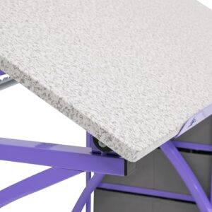 SD STUDIO DESIGNS 2 Piece Comet Craft Table | Angle Adjustable Top and Stool | Purple/Spatter Gray | 23.75 x 50 x 29.5 inches