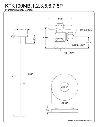 Kingston Brass KTK108P Trimscape Toilet Supply Kit, 20-Inch, Brushed Nickel