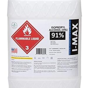 Isopropyl Alcohol 91% - 5 Gallons of High Purity IPA - Includes One Spigot- Made in USA - HDPE Pail