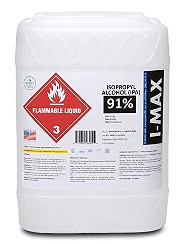 Isopropyl Alcohol 91% - 5 Gallons of High Purity IPA - Includes One Spigot- Made in USA - HDPE Pail