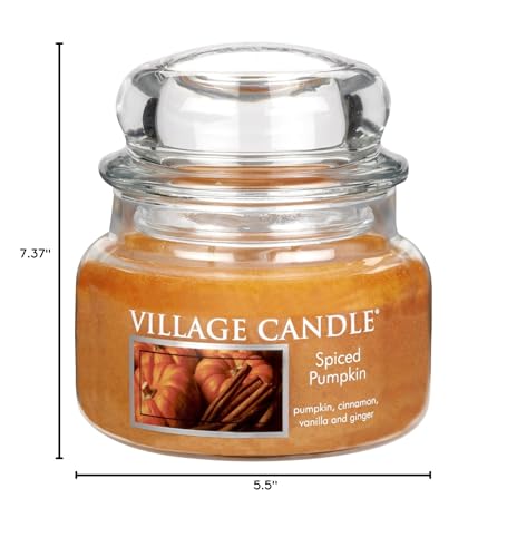 Village Candle Spiced Pumpkin 11 oz Glass Jar Scented Candle, Small