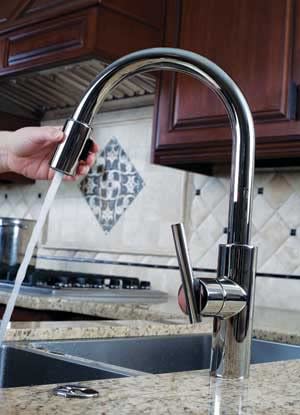 Newport Brass 1500-5103/56 East Linear Kitchen Faucet with Pull-Down Spray, Flat Black