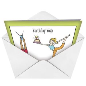 NobleWorks 4397 Birthday Yoga Funny Birthday Card with Envelope