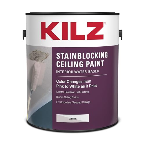 KILZ Stainblocking Ceiling Paint, Interior, White, 1 Gallon