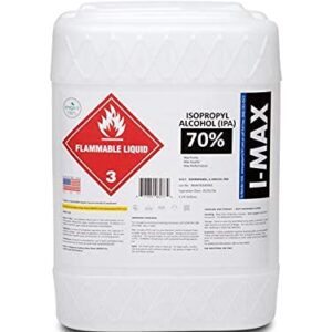 Isopropyl Alcohol 70% - 5 Gallons of High Purity IPA - Includes One Spigot- Made in USA - HDPE Pail