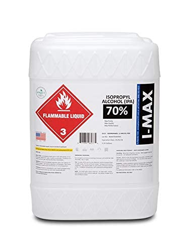 Isopropyl Alcohol 70% - 5 Gallons of High Purity IPA - Includes One Spigot- Made in USA - HDPE Pail