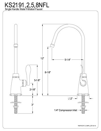 KINGSTON BRASS KS2191NFL Nuwave French Cold Water Filtration Faucet, Polished Chrome