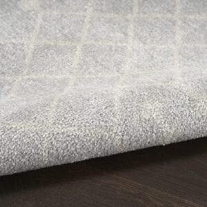 Nourison Astra Machine Washable Moroccan Grey 2'2' x 12' Area -Rug, Easy -Cleaning, Non Shedding, Bed Room, Living Room, Dining Room, Kitchen (2x12)