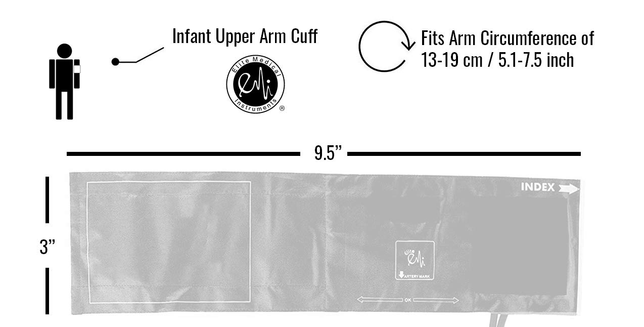 EMI Infant Sized Aneroid Sphygmomanometer Blood Pressure Monitor Set with Bulb, Gauge, and Infant-Size Cuff. Includes Convenient Carrying Case