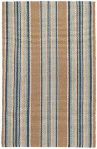 dash and albert blue heron cotton area rug - 2' x 3' blue stripe handwoven accent rug - durable, lightweight, high traffic areas hallway, bedroom, stairs