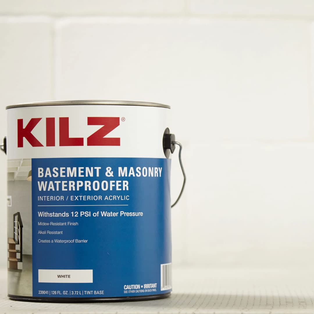 KILZ Basement and Masonry Waterproofing Paint, Interior/Exterior, White, 1 Gallon