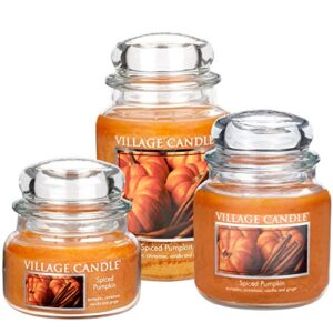 Village Candle Spiced Pumpkin 11 oz Glass Jar Scented Candle, Small