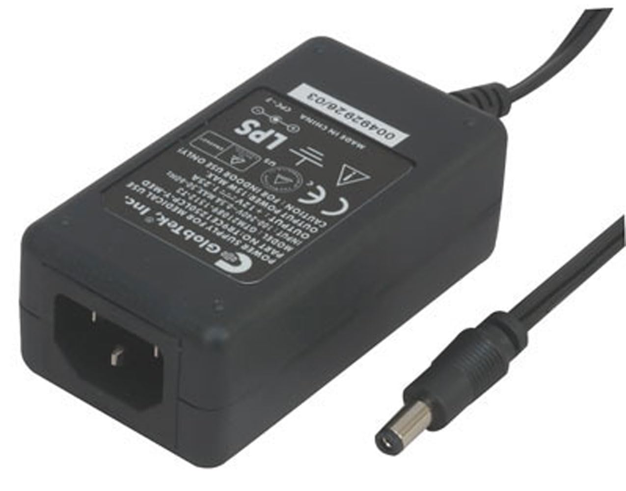 Globtek TR9CE1250LCP-Y-MED(R) 15 Watt 12V 1.25A AC-to-DC Regulated Medical Switching Table-Top Power Supply