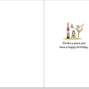 NobleWorks 4397 Birthday Yoga Funny Birthday Card with Envelope