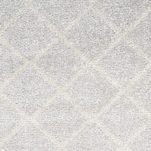 Nourison Astra Machine Washable Moroccan Grey 2'2' x 12' Area -Rug, Easy -Cleaning, Non Shedding, Bed Room, Living Room, Dining Room, Kitchen (2x12)