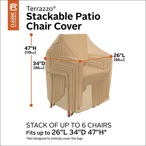 Classic Accessories Terrazzo Water-Resistant 26 Inch Stackable Patio Chair Cover, Outdoor Chair Covers