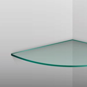 Dulles Glass 12" x 12" Quarter Round Floating Glass Shelf - Shelf Only - Tempered - 3/8" Thick - Flat Polished Glass