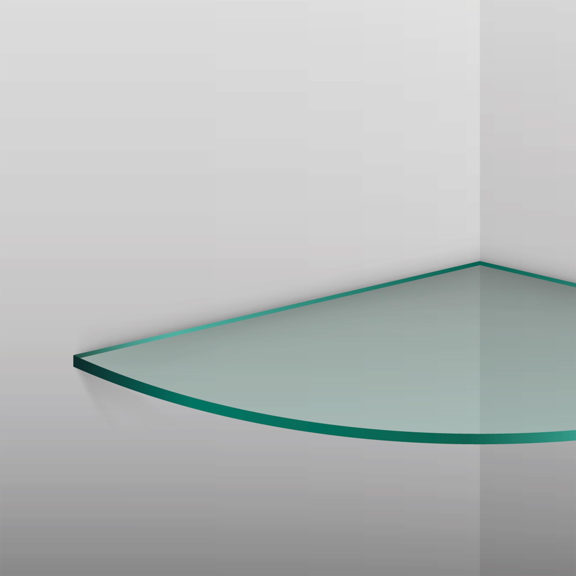 Dulles Glass 12" x 12" Quarter Round Floating Glass Shelf - Shelf Only - Tempered - 3/8" Thick - Flat Polished Glass