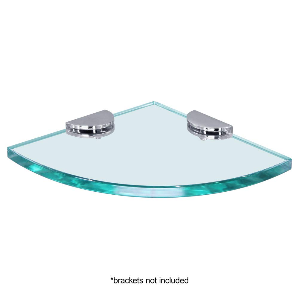 Dulles Glass 12" x 12" Quarter Round Floating Glass Shelf - Shelf Only - Tempered - 3/8" Thick - Flat Polished Glass