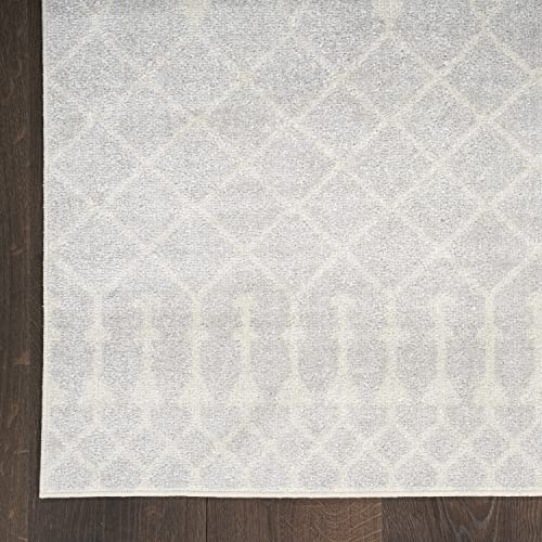 Nourison Astra Machine Washable Moroccan Grey 2'2' x 12' Area -Rug, Easy -Cleaning, Non Shedding, Bed Room, Living Room, Dining Room, Kitchen (2x12)