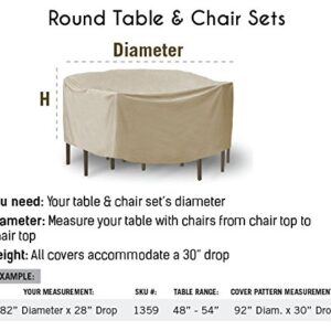 Protective Covers Weatherproof Patio Table and Chair Set Cover, 48 Inch x 54 Inch, Round Table, Tan - 1158-TN