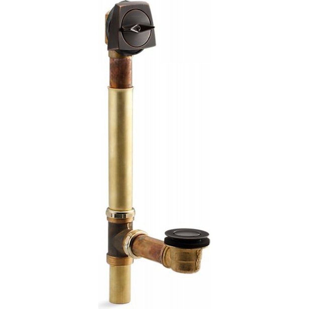 KOHLER Clearflo 1-1/2" Adjustable Pop-Up Drain with Above- or Through-The-Floor Installations for 17"-24" Deep Baths, Oil-Rubbed Bronze