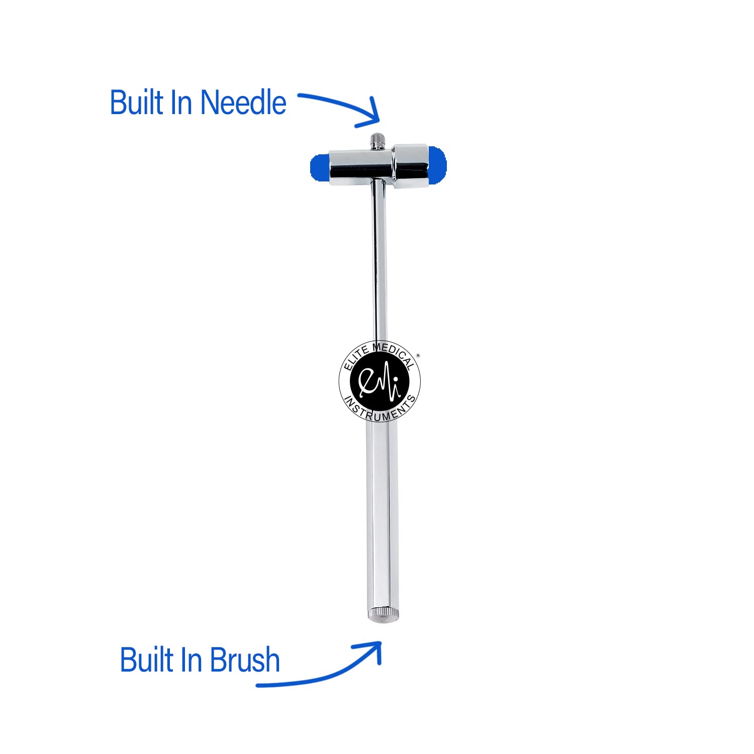 EMI Buck Neurological Reflex Testing Medical Hammer - Comes with Needle and Brush (Royal)