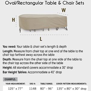 Protective Covers Weatherproof Patio Table and Highback Chair Set Cover, 80 Inch x 96, Inch Oval/Rectangle Table, Tan