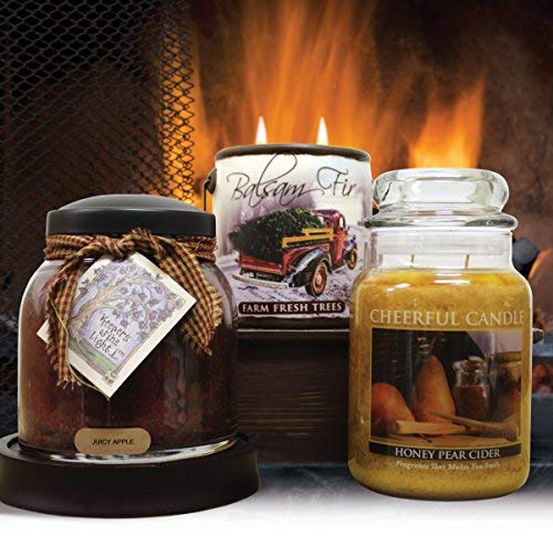 A Cheerful Giver - Honey Pear Cider Scented Glass Jar Candle (24 oz) with Lid & True to Life Fragrance Made in USA