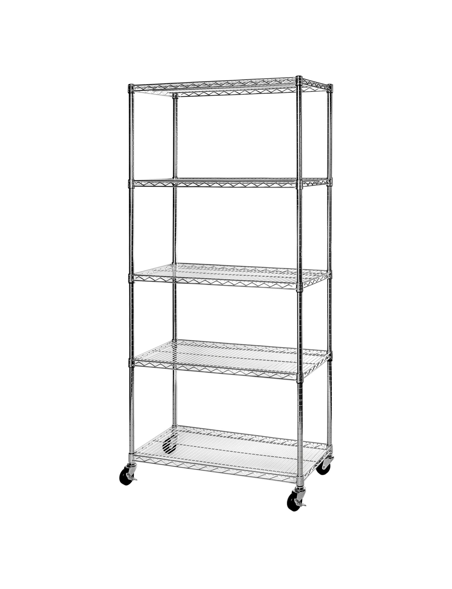 Seville Classics UltraDurable Commercial-Grade 5-Tier Steel Wire Shelving with Wheels, 36" W x 18" D x 72" H, Steel