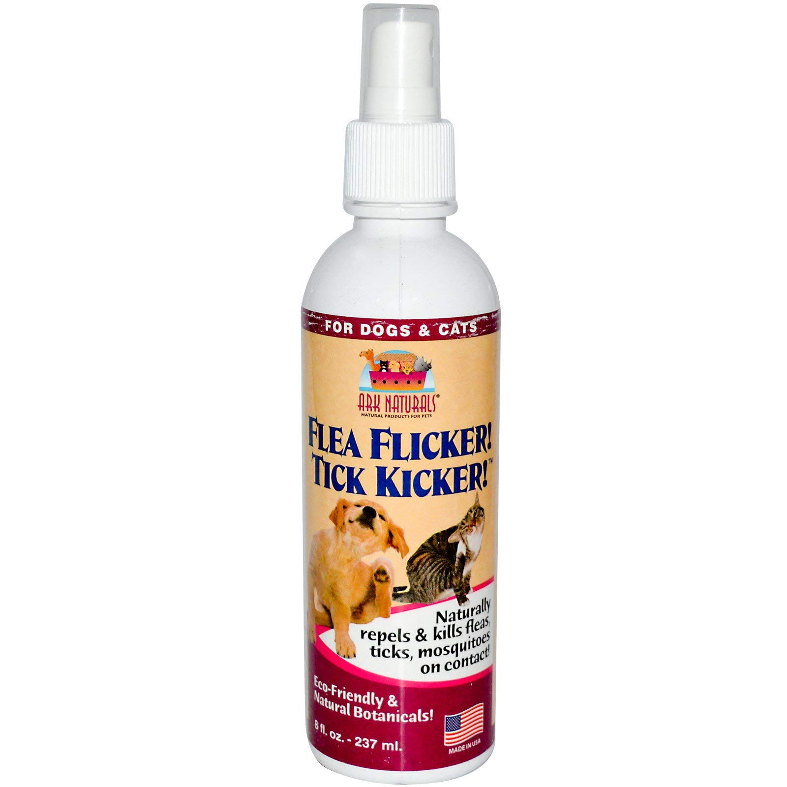 Ark Naturals Flea Flicker Tick Kicker Flea and Tick Repellent, for Cats and Dogs, Repels and Kills Fleas, Ticks, and Mosquitoes, Natural Botanical Formula, 8 oz. Bottle