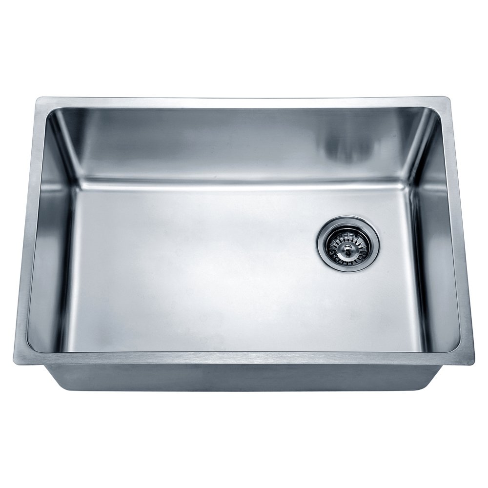 Dawn DSU2517 Undermount Single Bowl Sink with Rear Corner Drain, Polished Satin