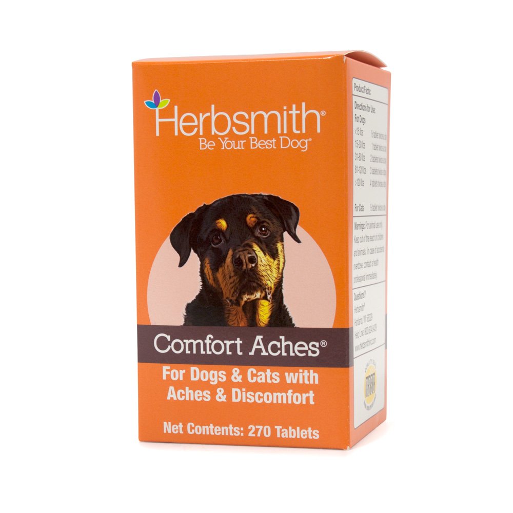 Herbsmith Comfort Aches – Herbal Pain Relief for Dogs + Cats – For Pet Aches + Pains – Anti-Inflammatory Supplement – 270 Tablets