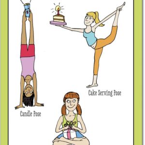 NobleWorks 4397 Birthday Yoga Funny Birthday Card with Envelope