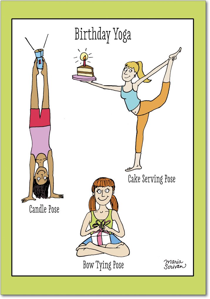 NobleWorks 4397 Birthday Yoga Funny Birthday Card with Envelope