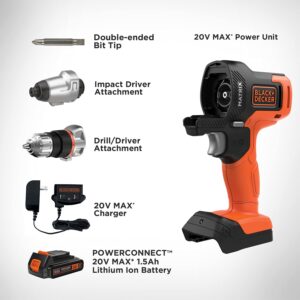 BLACK+DECKER 20V MAX* Matrix Cordless Drill Combo Kit, 2-Tool (BDCDMT120IA), Orange