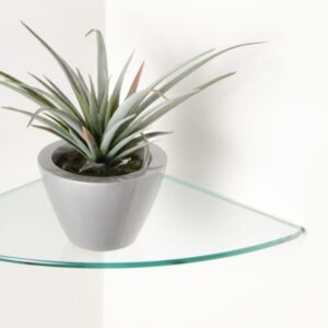 Dulles Glass 12" x 12" Quarter Round Floating Glass Shelf - Shelf Only - Tempered - 3/8" Thick - Flat Polished Glass