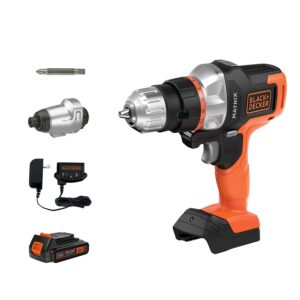 black+decker 20v max* matrix cordless drill combo kit, 2-tool (bdcdmt120ia), orange