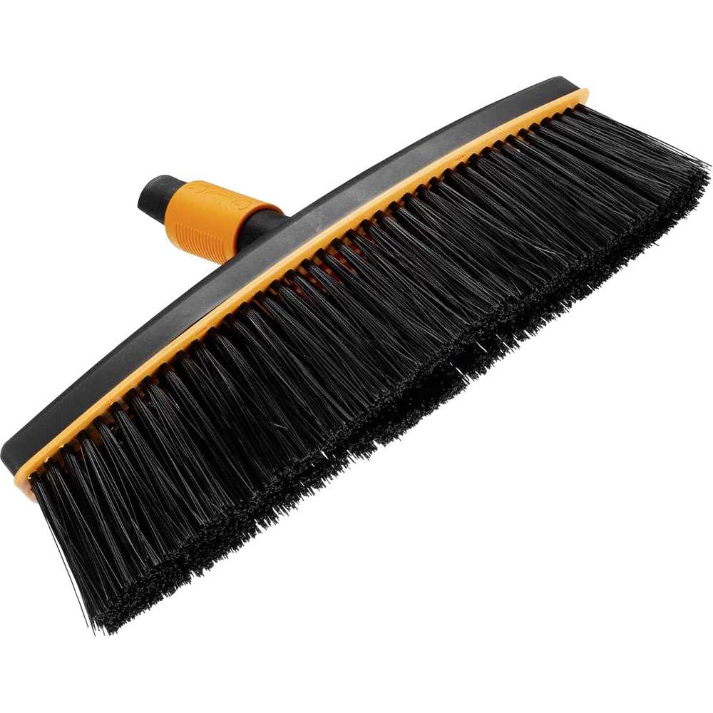 Fiskars Street Broom, Broom Head, Width: 38 cm, Plastic Bristles, Black/Orange, QuikFit, 1001416