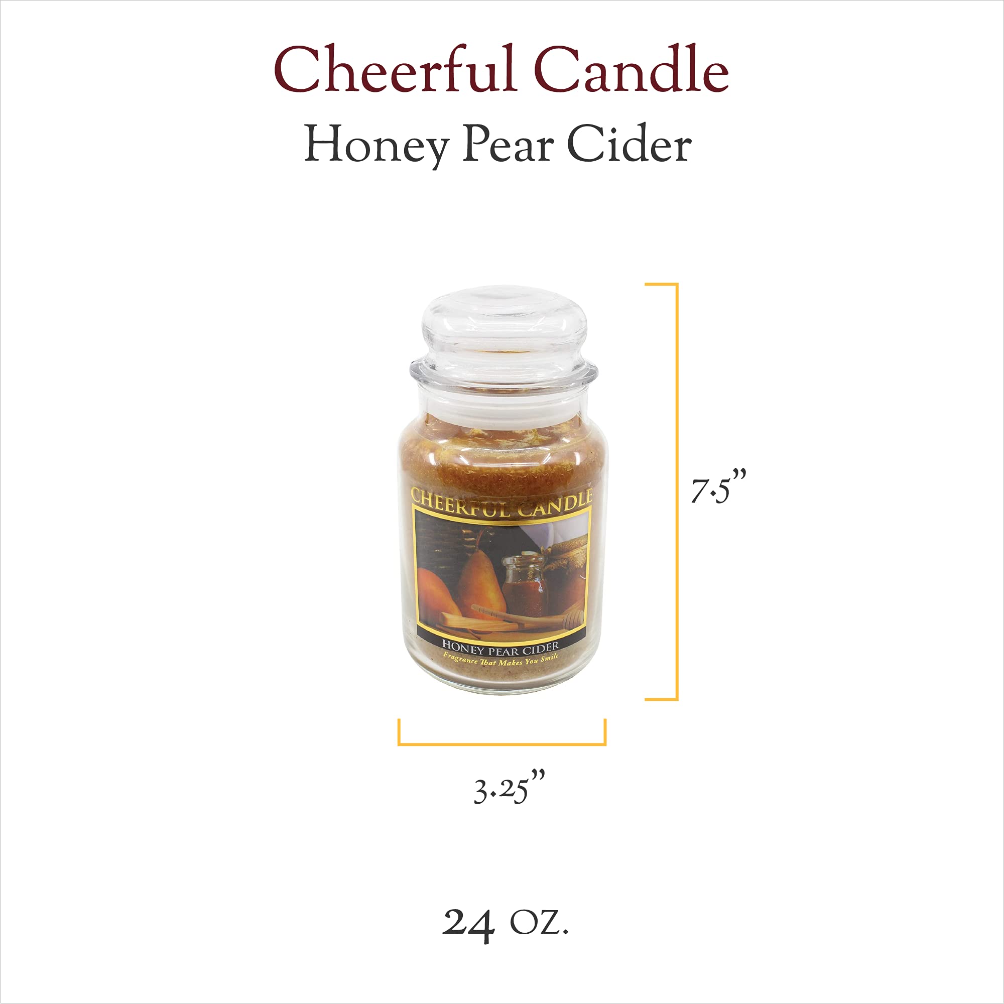 A Cheerful Giver - Honey Pear Cider Scented Glass Jar Candle (24 oz) with Lid & True to Life Fragrance Made in USA