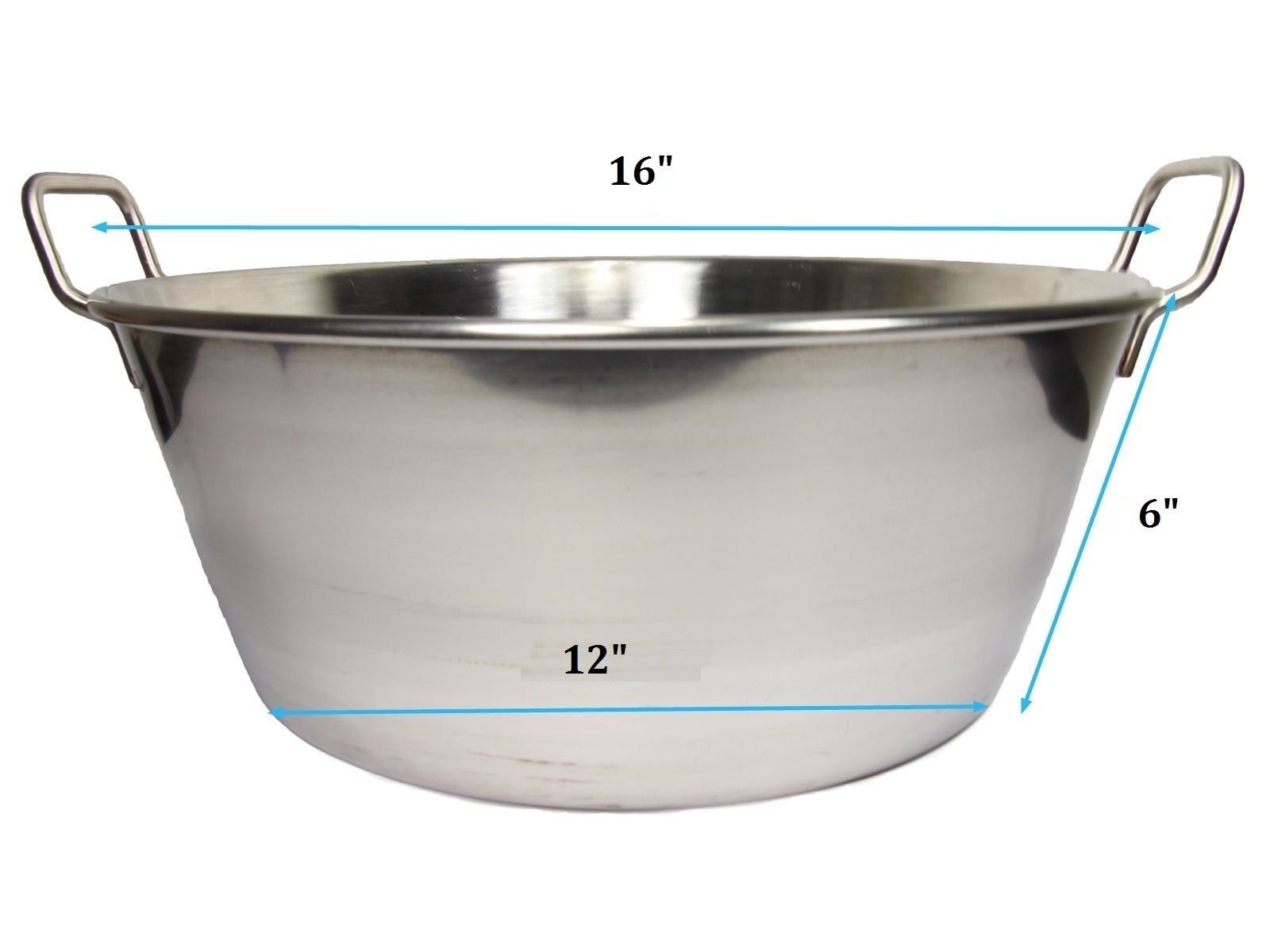 Cazo Para Carnitas 16" Stainless Steel Heavy Duty Acero Inoxidable Wok comal Fry Mexican Style