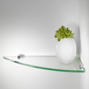 Dulles Glass 12" x 12" Quarter Round Floating Glass Shelf - Shelf Only - Tempered - 3/8" Thick - Flat Polished Glass