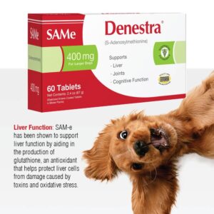 Denestra Same for Dogs - Supports Liver, Joints & Cognitive Function - Detoxication Cleansing Liver - Antioxidants - Veterinarian Formulated - 200Mg - 180 Tablets