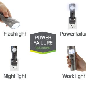 Capstone Lighting 4-in-1 Eco-I-Lite - Use as Emergency Flashlights, Night Light, Power Failure Light & Work Light - Rechargeable Flashlight Great for Hurricane Supplies, Black Outs, Power Failure